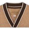 Organic Long Sleeve Tipped Cardigan Sweater, Camel Heather - Cardigans - 2