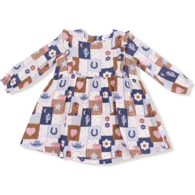 Ruffle Long Sleeve Dress and Legging Set Patchwork Cowgirl - Mixed Apparel Set - 2