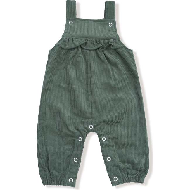 Yoke Ruffle Overall Corduroy, Dark Ivy