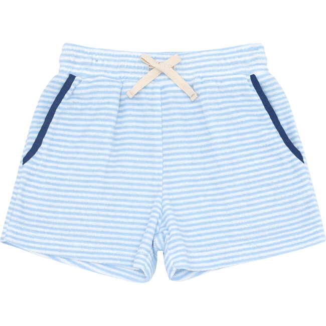 Boys French Terry Short, Powder Blue Stripe