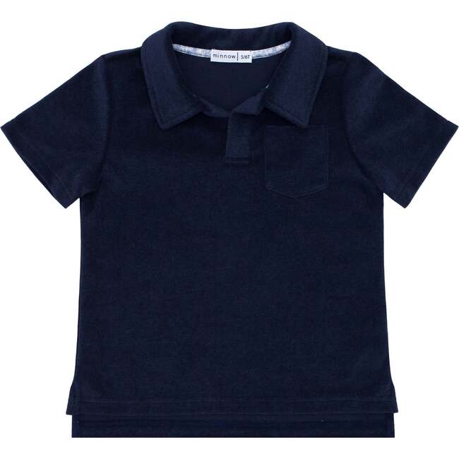 Boys French Terry Polo Shirt, Navy