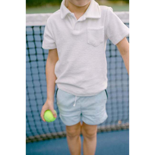 Boys French Terry Polo Shirt, White - Polo Shirts - 2