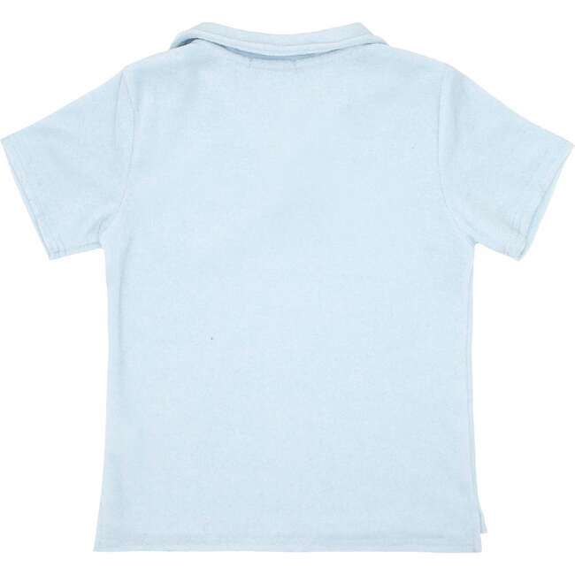 Boys French Terry Polo Shirt, Light Blue - Polo Shirts - 4