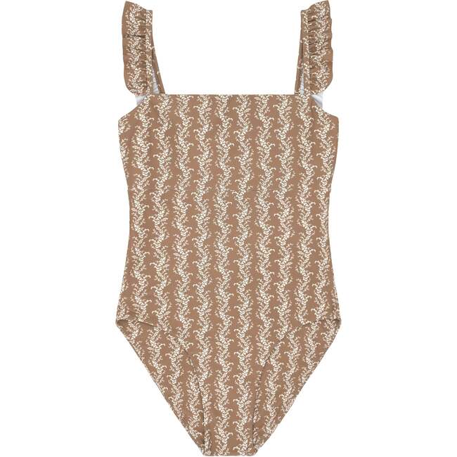 Women's Almond Vine Floral Ruffle Sleeve One Piece - One Pieces - 1