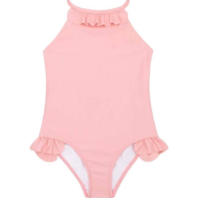 Girls Sorbet Pink Ruffle Halter One Piece - One Pieces - 1