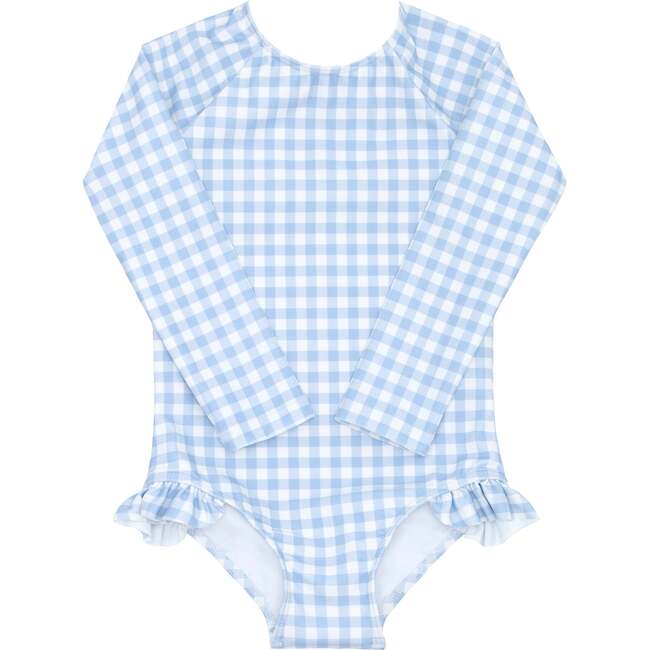 Girls Oasis Blue Gingham Rashguard One Piece