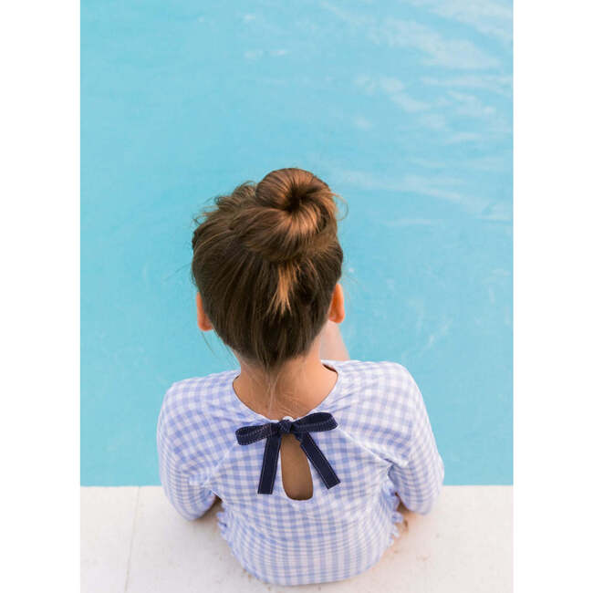 Girls Oasis Blue Gingham Rashguard One Piece - Rash Guards - 2