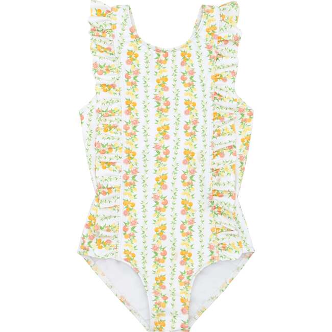 Girls Linear Citrus Ruffle One Piece - One Pieces - 1