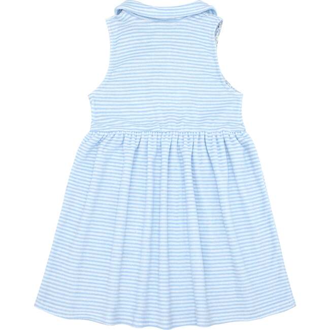Girls French Terry Tennis Dress, Poder Blue Stripe - Dresses - 2
