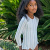 Cumberland Stripe Rashguard One Piece, Green/White - One Pieces - 2