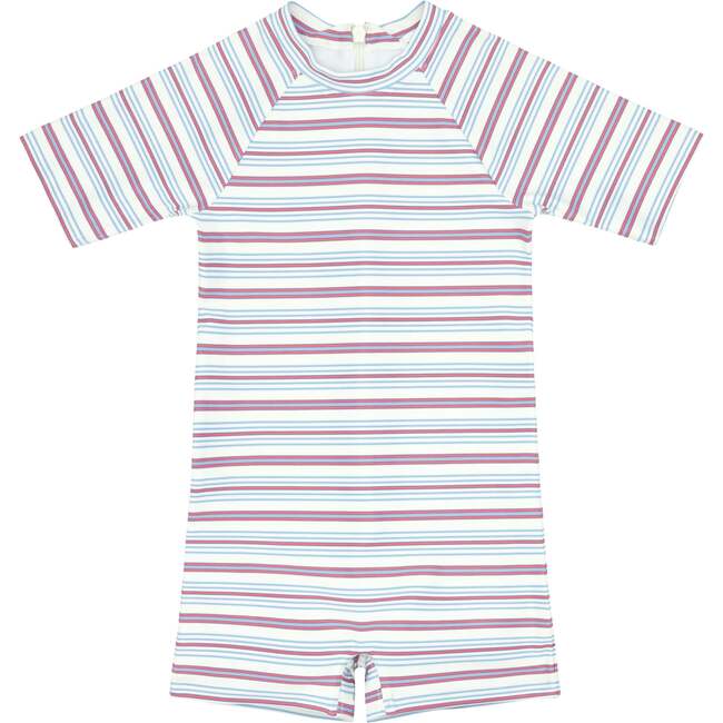 Unisex Vintage Stripe Short Sleeve Rashguard One Piece