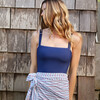 Women's Navy Low Back Simple One Piece - One Pieces - 4 - thumbnail