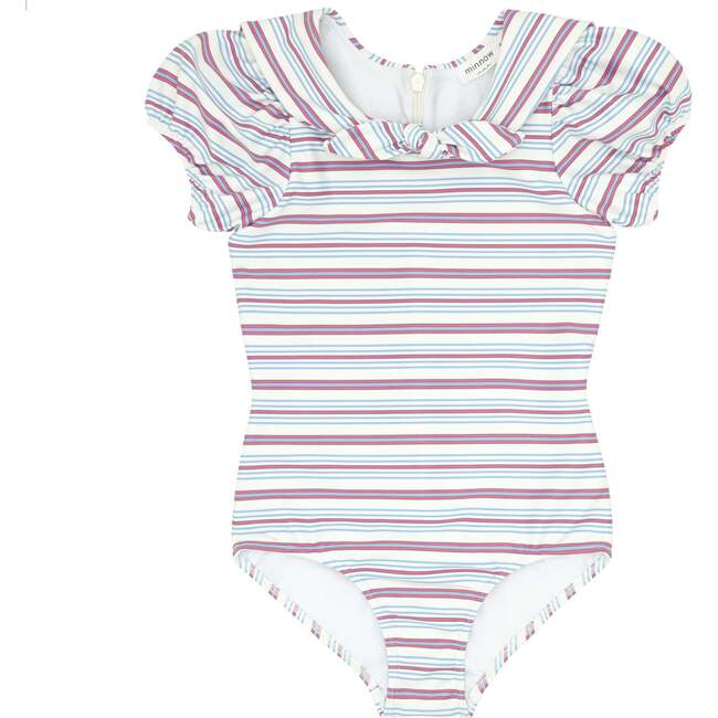 Girls Vintage Stripe Puff Sleeve Sailor One Piece