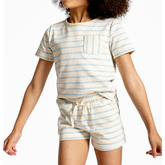 Unisex Cream And Powder Blue Stripe Boatneck Tee - T-Shirts - 6