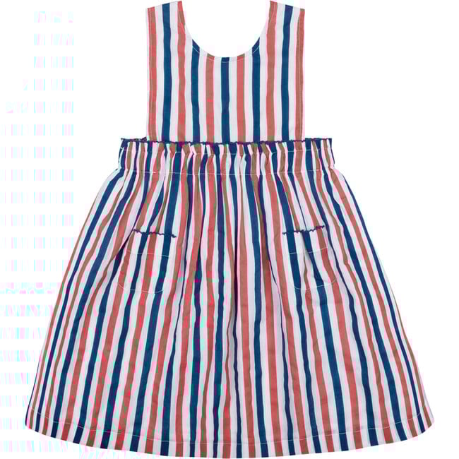 Girls Surfrider Stripe Double Bow Pinafore Dress