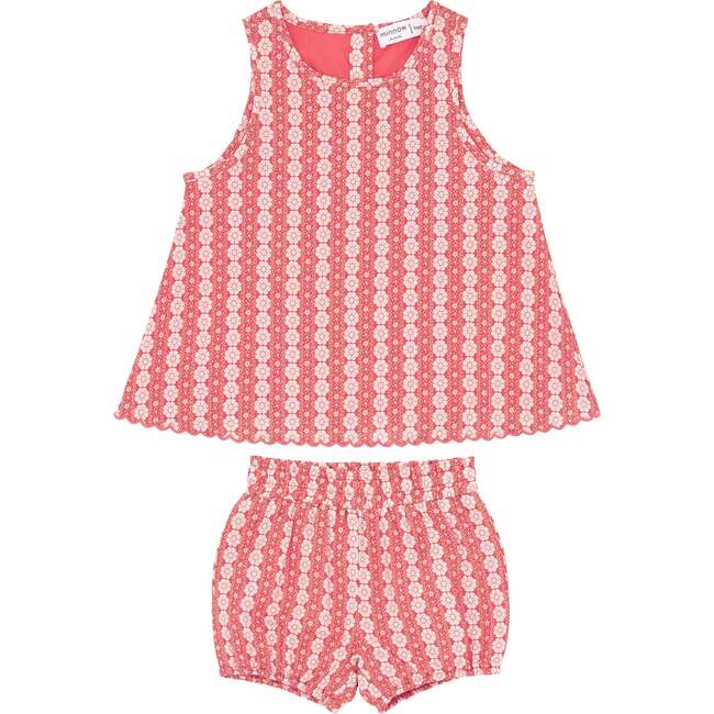 Baby Girls Regatta Red Paisley Scalloped Bloomer Set