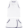 Girls White French Terry Tennis Tank Top And Skort Set - Mixed Apparel Set - 1 - thumbnail