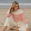 Women's Cream And Red Stripe Cropped Sweater - Sweaters - 2