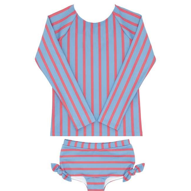 Girls Maritime Stripe Rashguard Set - Two Pieces - 1