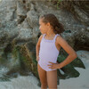 Girls Lavender Stripe Ruched Strap One Piece - One Pieces - 2