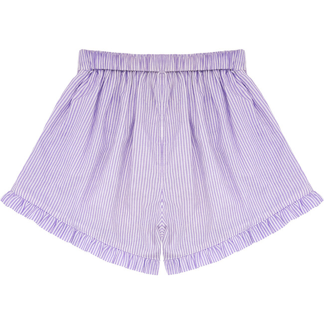 Girls Lavender Stripe Ruffle Short - Shorts - 5