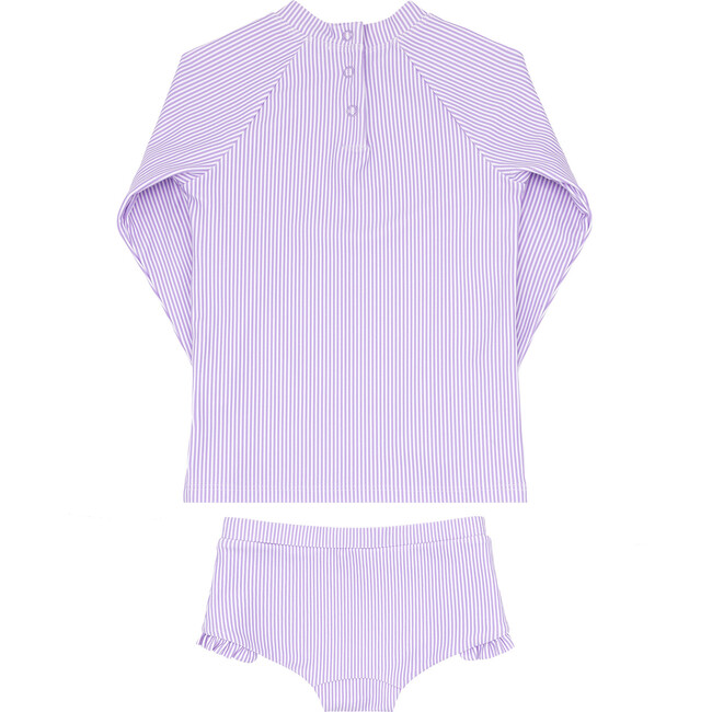 Girls Lavender Stripe Rashguard Set - Two Pieces - 6