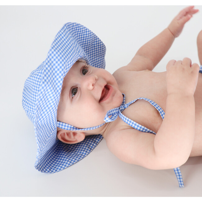 Baby Sky Blue Gingham Sun Hat - Hats - 2