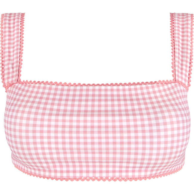 Women's Pink Guava Gingham Bandeau Bikini Top - Two Pieces - 1