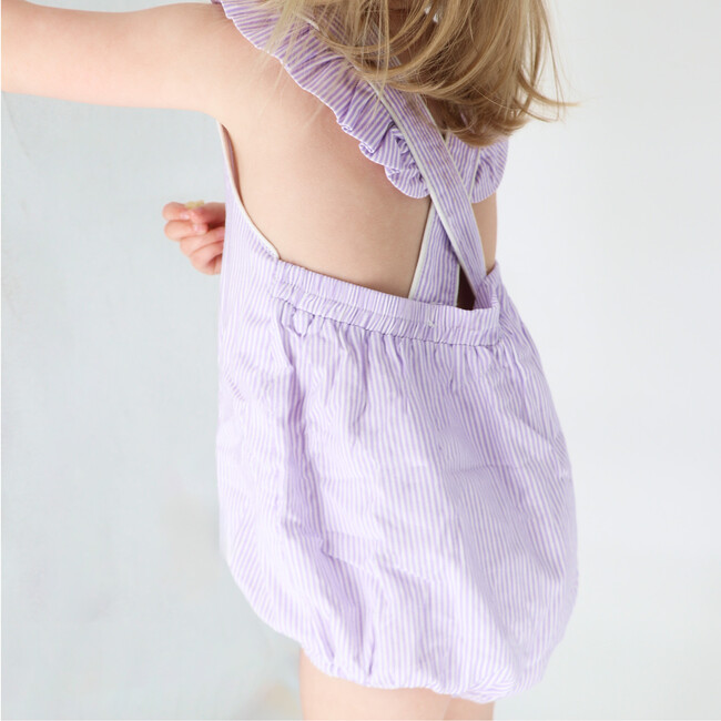 Baby Lavender Stripe Bubble Romper - Rompers - 3