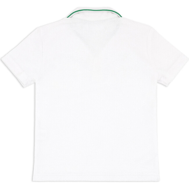 Boys White French Terry Polo With Bermuda Green Trim - Polo Shirts - 5