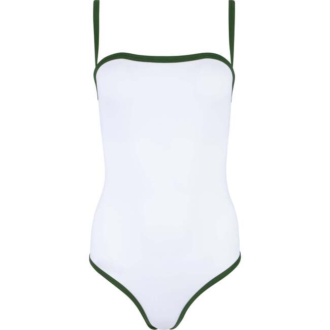 Women's White With Charleston Green Trim One Piece - One Pieces - 1