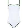 Women's White With Charleston Green Trim One Piece - One Pieces - 1 - thumbnail