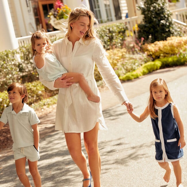 Women's Long Sleeve White Cotton Button-Down Dress