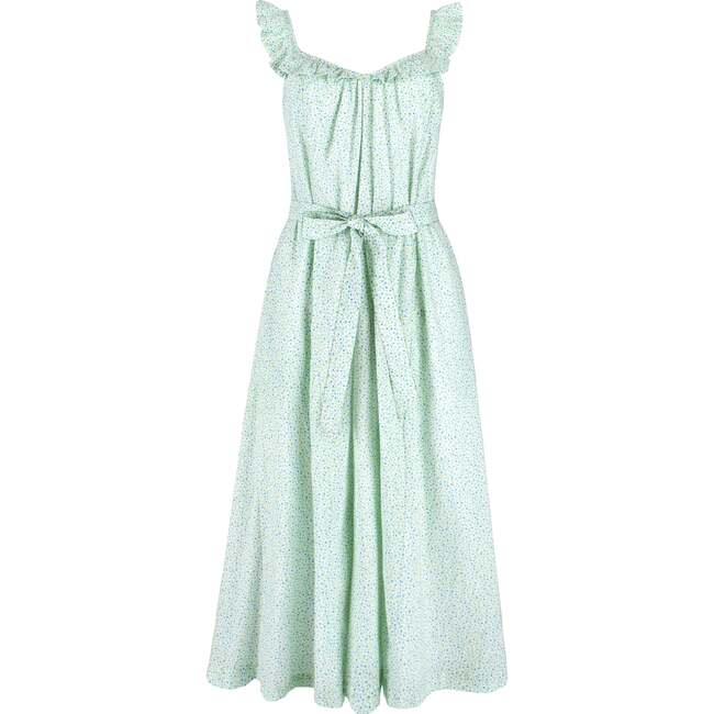 Women's Hibiscus Ditsy Ruffle Strap Gathered V-Neckline Dress