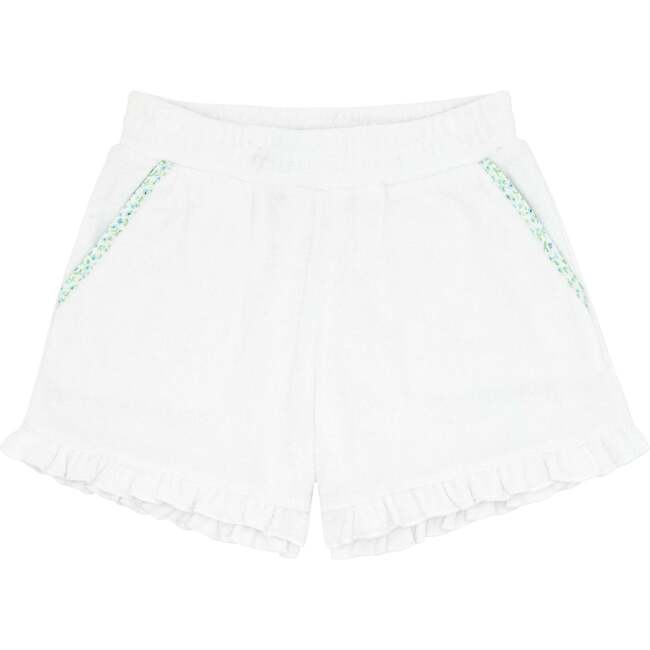 White Ruffle French Terry Shorts