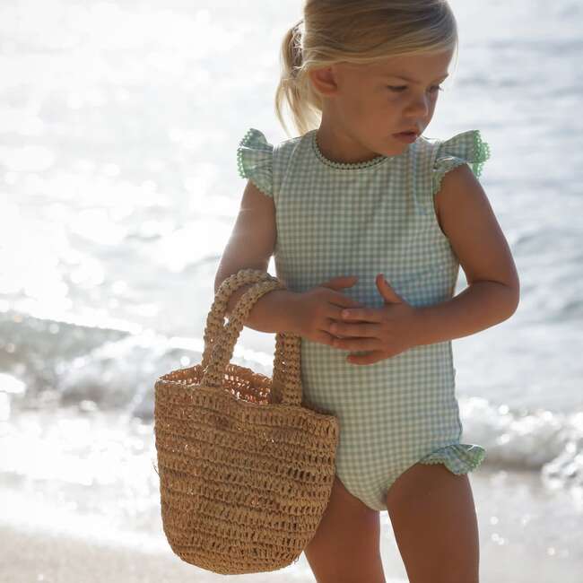 Palm Gingham Ruffle Cap Sleeve Rashguard One Piece - One Pieces - 2
