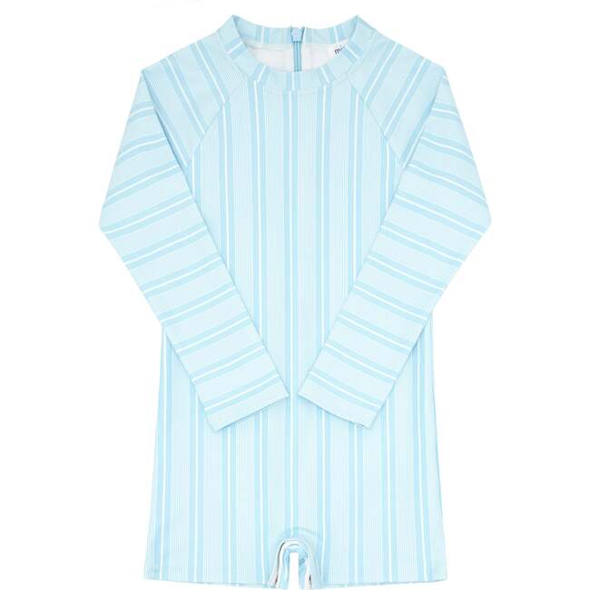 Pacific Blue Stripe Long Sleeve Rashguard One Piece - Rash Guards - 1