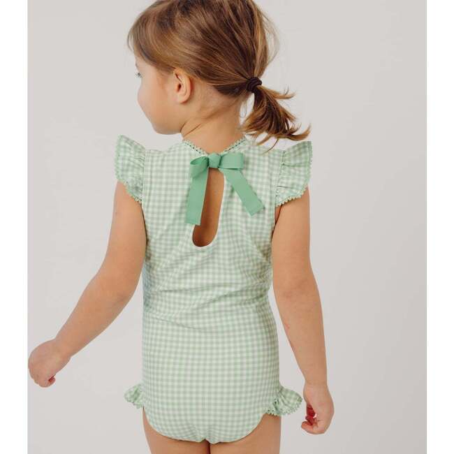 Palm Gingham Ruffle Cap Sleeve Rashguard One Piece - One Pieces - 5