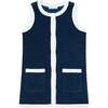 Girls Navy French Terry Sleeveless Button Down Dress - Dresses - 1 - thumbnail