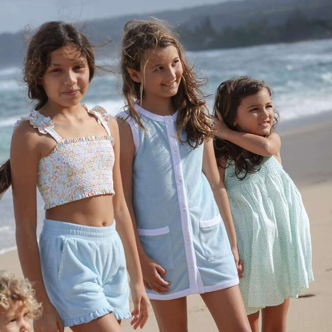 Hawaiian Floral Ruffle Strap Diamond Smocked Bikini - Two Pieces - 2
