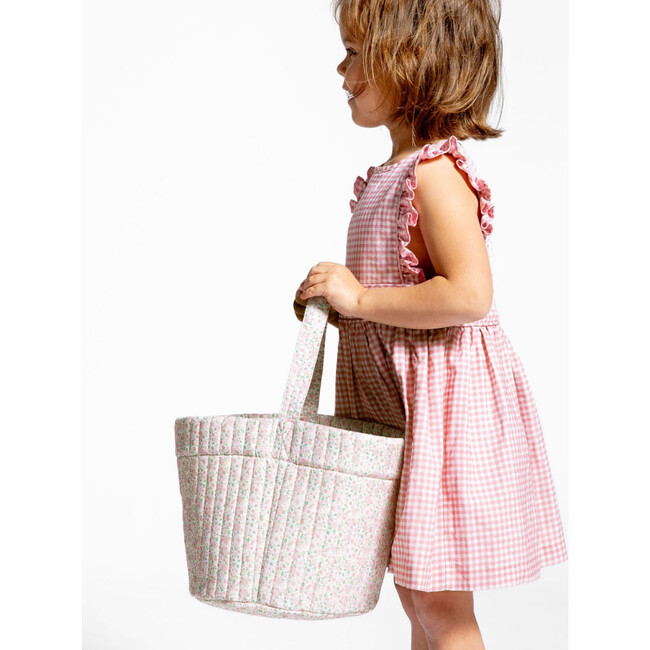 Antique Floral Quilted Easter Bucket, Pink - Easter Baskets - 4