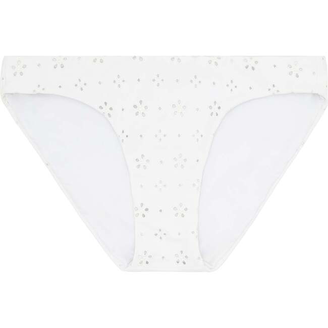 Women's Eyelet Tie Knot Bikini Bottom, White