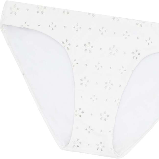Women's Eyelet Tie Knot Bikini Bottom, White - Two Pieces - 2