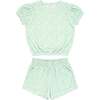 Hibiscus Ditsy Puff Sleeve French Terry Top And Short Set - Mixed Apparel Set - 1 - thumbnail