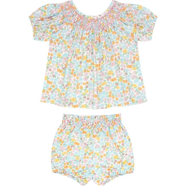 Hawaiian Floral Smocked Top And Bloomer Set - Mixed Apparel Set - 1