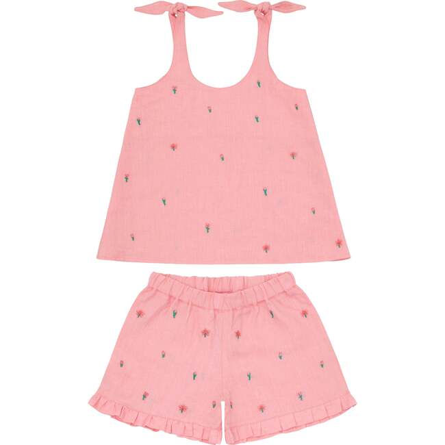 Minnow X Fanm Mon Girls Hibiscus Tie Knot Short Set - Mixed Apparel Set - 1