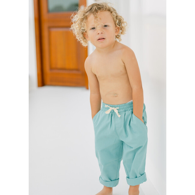 Boys Sea Blue Canvas Pant - Pants - 2