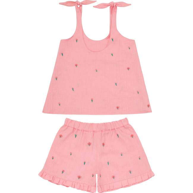 Minnow X Fanm Mon Girls Hibiscus Tie Knot Short Set - Mixed Apparel Set - 4