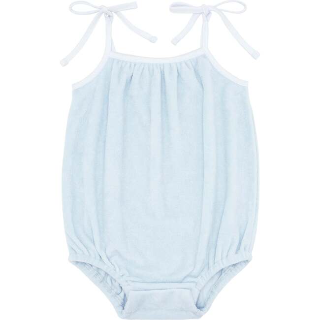 Baby Girls Light Blue Romper With Shoulder Ties - Rompers - 1