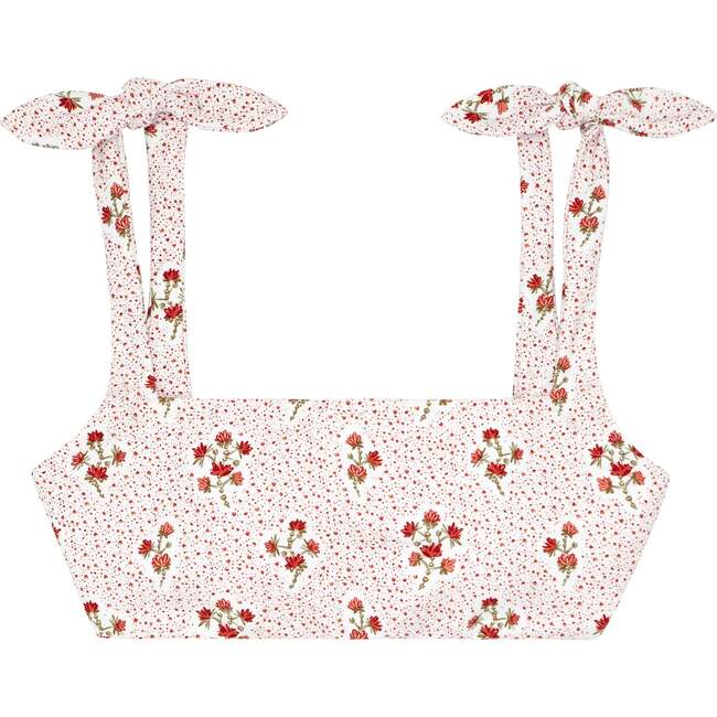 Women's Square Neck Tie Knot Bikini Top, Raspberry Red - Two Pieces - 1